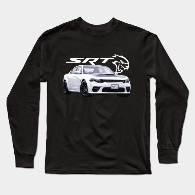 Dodge Charger Hellcat Widebody SRT White Knuckle Long Sleeve T-Shirt by cowtown_cowboy